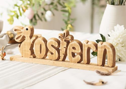 Dekoleidenschaft Schriftzug "Ostern" aus Holz, 40 cm breit, rustikal, Osterdeko, Deko Aufsteller, Holzbuchstaben von Dekoleidenschaft