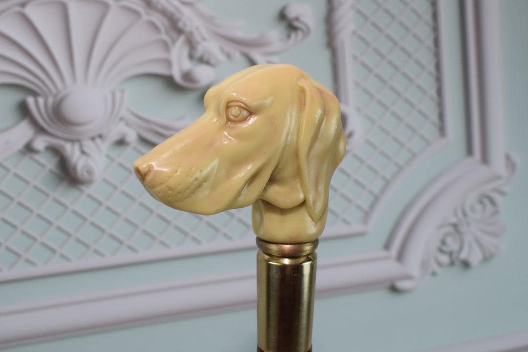 Einzigartiger Bronze Gehstock - Hund Aus Holz Und Vergoldete Windhundhundstock Vintage Elegante Geschenkidee von DekorStyle