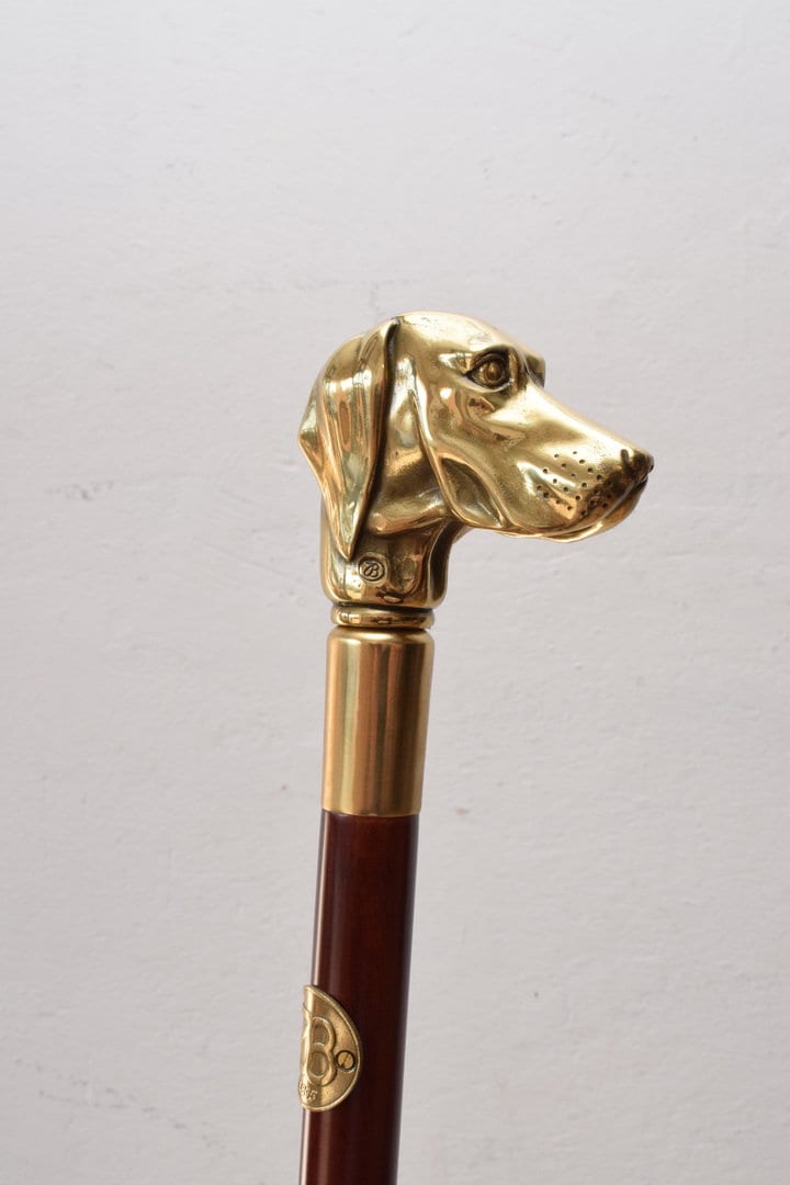 Einzigartiger Bronze Gehstock - Hund Holz Und Vergoldete Windhund Vintage Elegante Geschenkidee von DekorStyle