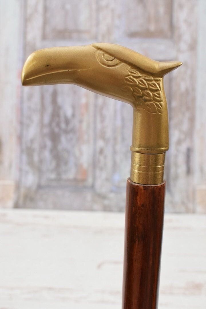 Gehstock Adler - Aus Messing Und Holz Elegantes Geschenk Für Großvater Vater Goldene Cane von DekorStyle