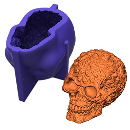 Totenkopf-Silikonformen, 3D-Totenkopf-Kerzenform, Seife, Epoxidharz, Halloween, Schokolade, Süßigkeiten, Kuchenformen (Totenkopf-Form) von Dekostar