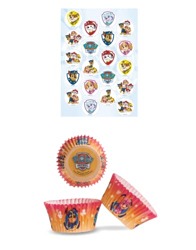 Dekozauber24 Paw Patrol Set 20x Essbare Muffinaufleger + 25x Muffinschalen Tortendeko Kindergeburtstag Muffins von Dekozauber24