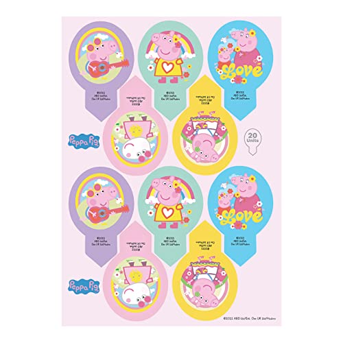 Dekozauber24 Essbare Einstecker Peppa Pig, 20 Stück, Tortendeko Muffins Cupcakes Pins 6,5x4cm von Dekozauber24