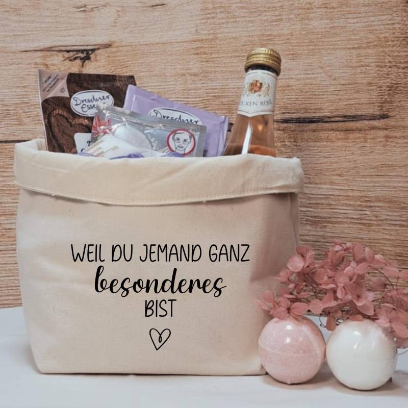 Geschenkkörbchen/ Geschenkkorb Zum Selbstbefüllen "Weil Du Jemand Ganz Besonderes Bist" von liiebevollverschenkt