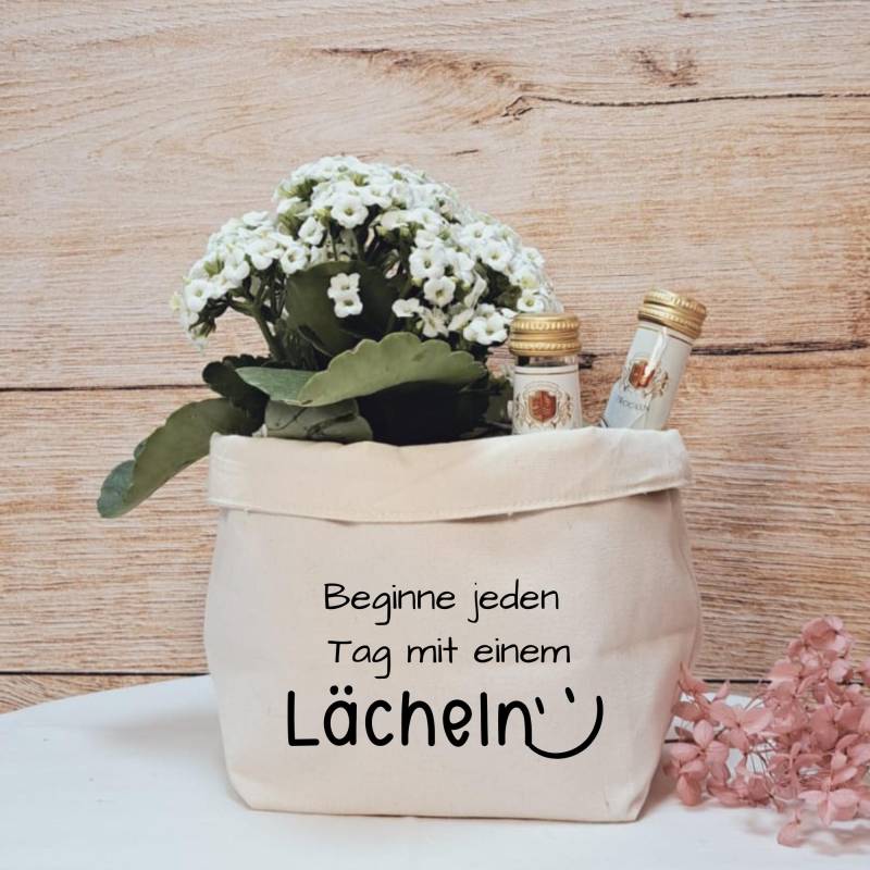 Geschenkkörbchen/Geschenkkorb Zum Selbstbefüllen "Beginne Jeden Tag Mit Einem Lächeln" von Dekozauberstueberl