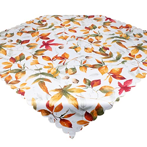 Tischdecke Herbst, Bedruckte Mitteldecke mit Laubmotiv, braun, 85 x 85 cm von Delindo Lifestyle