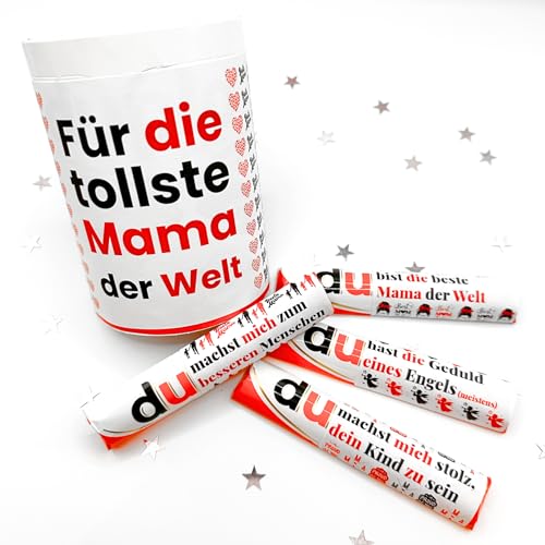 Aufkleber Set – 20 Duplo Banderolen + 2 Box Sticker – personalisierte Geschenkbox & DIY Geschenk für Mama – liebevoll & kreativ für Muttertag, Geburtstag & besondere Anlässe - beste Mutter der Welt von Delis Designs