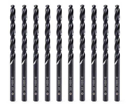 DelitonGude 3,0mm HSS M35 Cobalt Twist Bohrer, Hochgeschwindigkeitsstahl, Satz 10, passend für Stähle, Gusseisen und andere Metalle (3,0mm) von DelitonGude