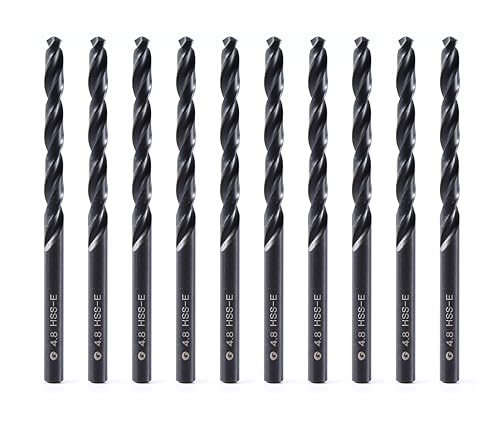 DelitonGude 4,8mm HSS M35 Cobalt Twist Bohrer, Hochgeschwindigkeitsstahl, Satz 10, passend für Stähle, Gusseisen und andere Metalle (4,8mm) von DelitonGude