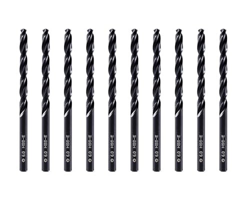 DelitonGude 6,0 mm HSS M35 Cobalt Twist Bohrer, Hochgeschwindigkeitsstahl, Satz 10, passend für Stähle, Gusseisen und andere Metalle (6,0mm) von DelitonGude