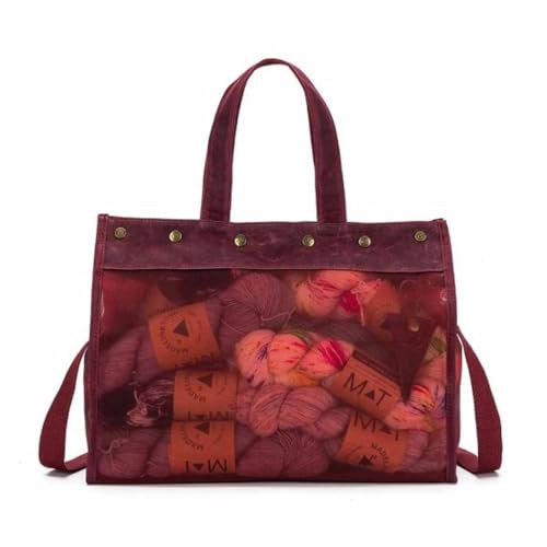 Della Q - Makers Leinwand Gittergewebe Rot (38x25x15cm) Tote Handtasche - 1 Stück von Della Q