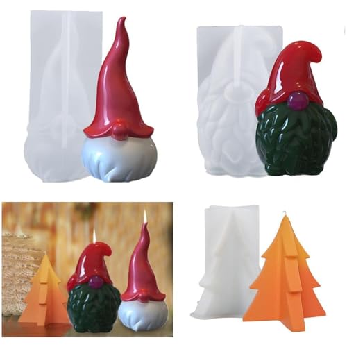 3er-Set Silikonformen Delmkin 3D Weihnachtsmann Kerzenform Epoxidharz Formen DIY Wichtel Figuren Weihnachtsbaum Gießform Für Weihnachten Deko von Delmkin