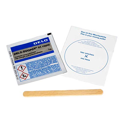 DELO DUOPOX 01 rapid 3g Universeller 2 Komponenten Epoxidharz Klebstoff für Metall Glas Holz Porzellan Kunststoff Steingut Beton (1 Stück) von Delo