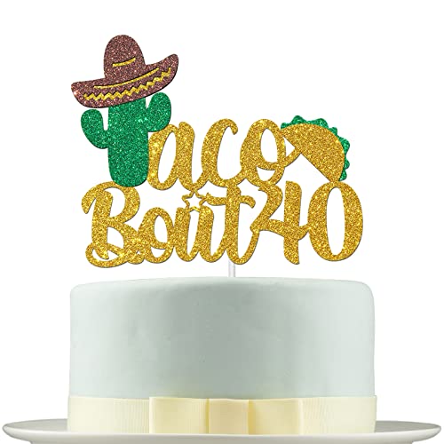 Deloklte Taco Bout 40 Kuchendekoration – mexikanisches Fiesta-Thema 40. Geburtstag Party Dekoration – 40 & fabelhaft, Prost bis 40 Jahre Geburtstag Party Kuchen Dekor – mexikanische Sommer Fiesta Party Dekoration von Deloklte