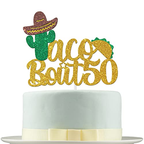 Deloklte Taco Bout 50 Kuchendekoration – mexikanisches Fiesta-Thema 50. Geburtstag Party Dekoration – 50 & fabelhaft, Prost bis 50 Jahre Geburtstag Party Kuchen Dekor – mexikanische Sommer Fiesta Party Dekoration von Deloklte