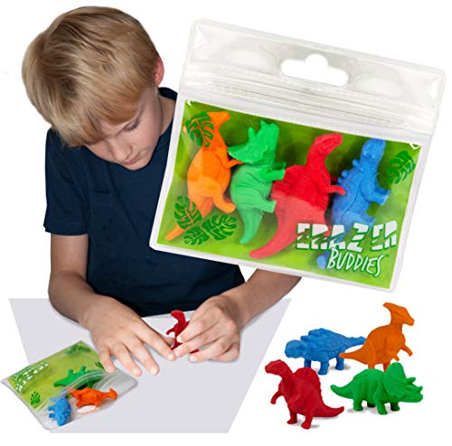 Erazer Buddies - Dinosaurier von Deluxebase. Dinosaurier Radiergummis und neuartiges Briefpapier für Mädchen und Jungen. Buntes Radiergummi-Set, ideal für Büro- und Schulmaterial von Deluxebase