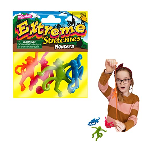 Deluxebase Extreme Stretchies - AFFE Packung mit 4 kleinen dehnbaren Zootier Spielzeugen. von Deluxebase