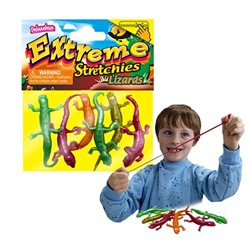 Deluxebase Extreme Stretchies - Eidechsen, Packung mit 4 kleinen elastischen Reptilien-Spielzeugen, perfekt für Kinder und ideal für Partys von Deluxebase