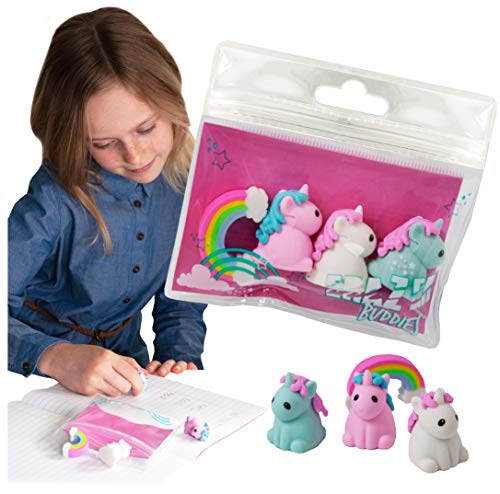 Erazer Buddies - Einhorn von Deluxebase. Einhorn Radiergummis und neuartiges Briefpapier für Mädchen und Jungen. Buntes Radiergummi-Set, ideal für Büro- und Schulmaterial von Deluxebase