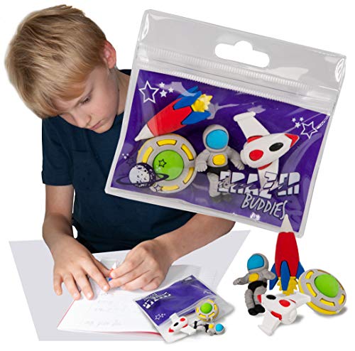 Erazer Buddies - Weltall von Deluxebase. Weltall Radiergummis und neuartiges Briefpapier für Mädchen und Jungen. Buntes Radiergummi-Set, ideal für Büro- und Schulmaterial von Deluxebase