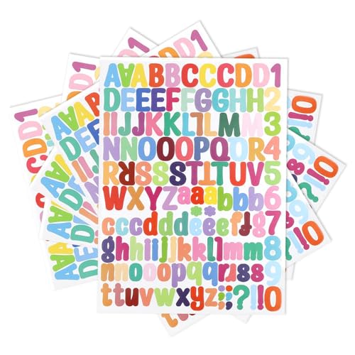 Demarsen 14 Blatt Buchstaben Aufkleber, Bunte Klebebuchstaben Aufkleber für Kinder, Vinyl Selbstklebende Buchstabenaufkleber, Zahlenaufkleber für Poster Briefkasten Deko Kunst DIY Handwerk von Demarsen