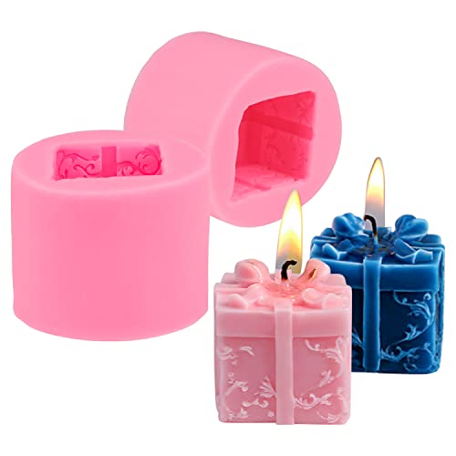 Demarsen 2 Stück Silikon-Kerzenformen,3D Geschenkbox Kerzenform,DIY Kerzengießform, Silikon Kerzenformen zum Gießen als Heimdekorationen Bastel Ornamente von Demarsen