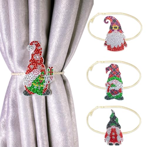 4Pcs Diamond Painting Vorhang Raffhalter, Diamant Painting Gardinen Raffhalter Vorhang Halter Schnallen Diamant Malerei Weihnachtsdeko Set, DIY Geschenk Handwerk für Weihnachten (Gnom) von Demiawaking