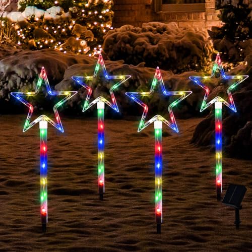 4Pcs Weihnachten Deko LED Weihnachtsdeko IP65 Wasserdicht Weihnachtsbeleuchtung Außen Solar, Solarlampen für Party Neujahr Garten Deko (H) von Demiawaking