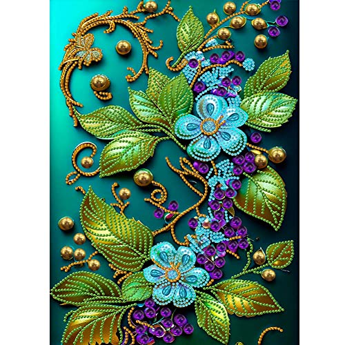 5D DIY Diamond Painting Bilder Blumen Set, Teilbohrer Diamant Painting Quilling Malerei Kit, Zahlen nachen Mahlen Diamantmalerei Deko Geschenk 30x40cm (11) von Demiawaking