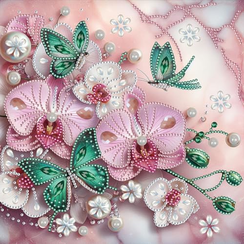 5D DIY Diamond Painting Bilder Schmetterling Set,Teilbohrer Diamant Painting Schmetterling und Blumen Kit, Teilweise Mosaikherstellung Diamant Malerei Malen nach Zahlen 30x30cm (B) von Demiawaking