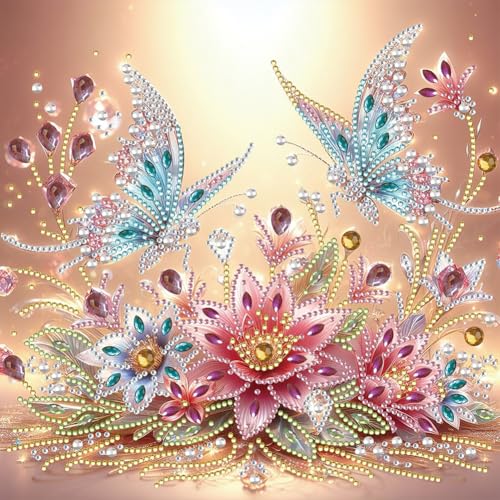 5D DIY Diamond Painting Bilder Schmetterling Set,Teilbohrer Diamant Painting Schmetterling und Blumen Kit, Teilweise Mosaikherstellung Diamant Malerei Malen nach Zahlen 30x30cm (C) von Demiawaking