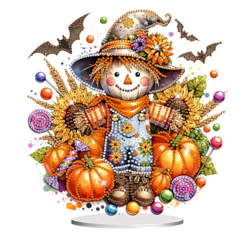 5D DIY Diamond Painting Halloween Deko, Diamant Malerei Tischdeko Ornament, Diamant Painting Halloween Kürbis Eule Deko (19) von Demiawaking