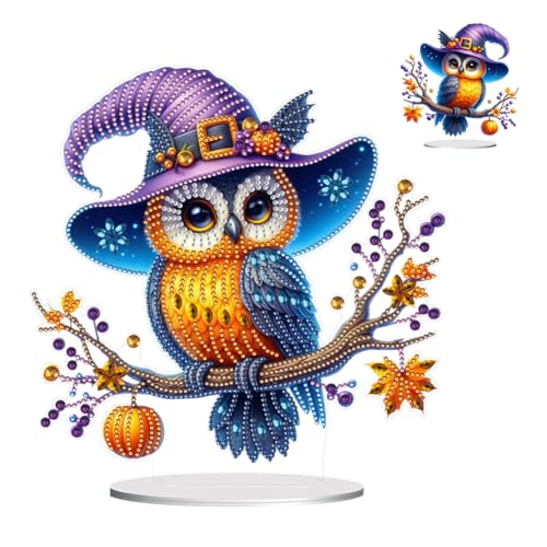 5D DIY Diamond Painting Halloween Deko, Diamant Malerei Tischdeko Ornament, Diamant Painting Halloween Kürbis Eule Deko (M) von Demiawaking