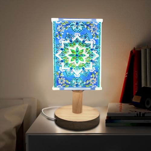 5D DIY Diamond Painting LED Tischlampe Set, Diamant Malerei Mandala Nachtlicht Schreibtischlampe, Diamant Painting Nachttischlampe Geschenk (C) von Demiawaking