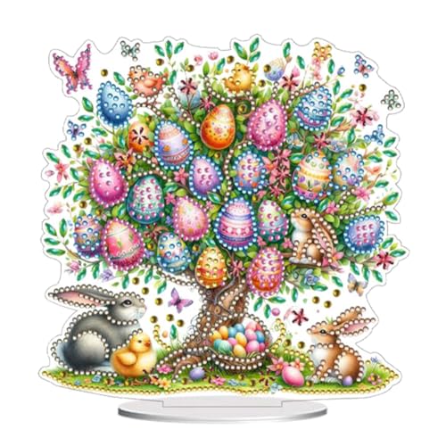 5D DIY Diamond Painting Osterdeko Tischdeko Set, Diamant Malerei Osterhase Ostereier Tisch Deko Ostern Deko, Diamant Painting Ostern Party Geschenk (19) von Demiawaking