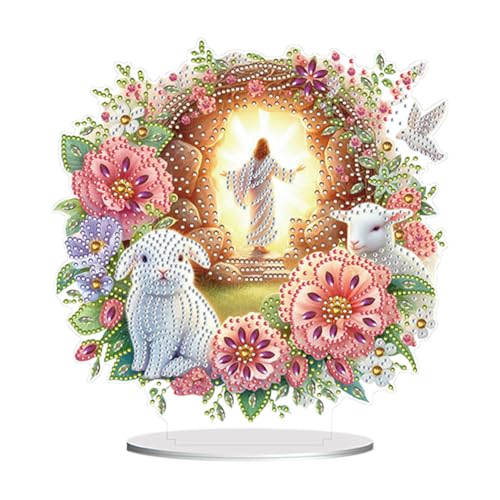 5D DIY Diamond Painting Osterdeko Tischdeko Set, Diamant Malerei Osterhase Ostereier Tisch Deko Ostern Deko, Diamant Painting Ostern Party Geschenk (G) von Demiawaking