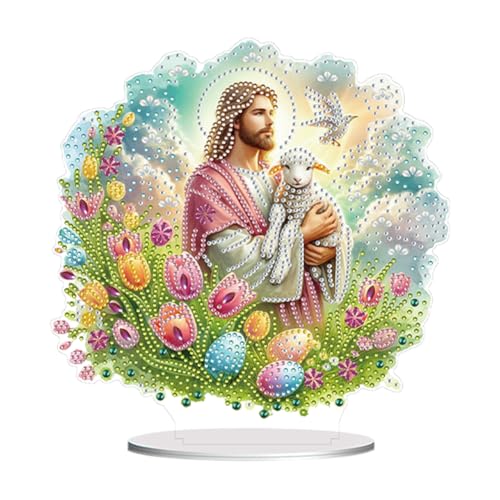 5D DIY Diamond Painting Osterdeko Tischdeko Set, Diamant Malerei Osterhase Ostereier Tisch Deko Ostern Deko, Diamant Painting Ostern Party Geschenk (H) von Demiawaking