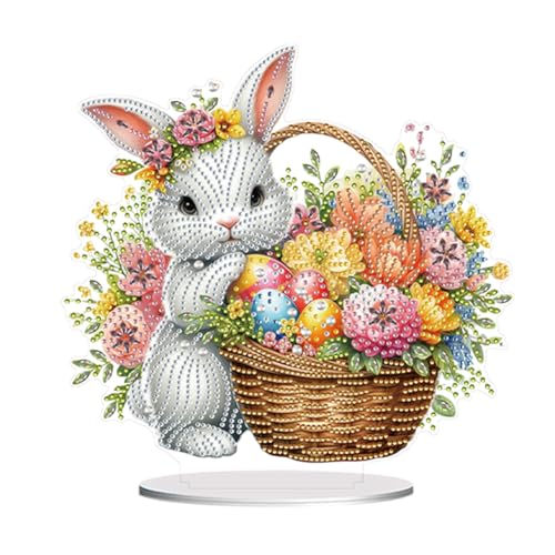 5D DIY Diamond Painting Osterdeko Tischdeko Set, Diamant Malerei Osterhase Ostereier Tisch Deko Ostern Deko, Diamant Painting Ostern Party Geschenk (K) von Demiawaking