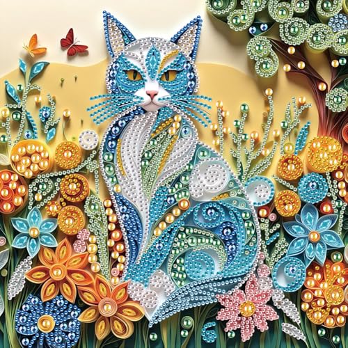 5D DIY Diamond Painting Tiere und Blumen Set, Teilbohrer Diamant Painting Bilder Quilling Malerei Kit, Malen nach Zahlen Diamant Malerei Deko 30x30cm (H) von Demiawaking