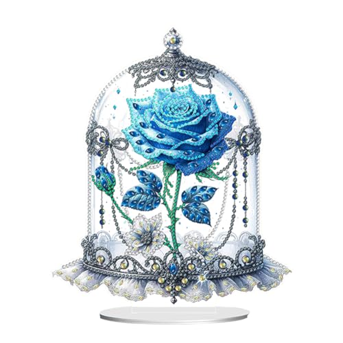 5D DIY Diamond Painting Tischdeko Blumen Rose Set, Diamant Malerei Tisch Deko Strauß Vase Ornament, Diamant Painting Geschenk (Rose 09) von Demiawaking