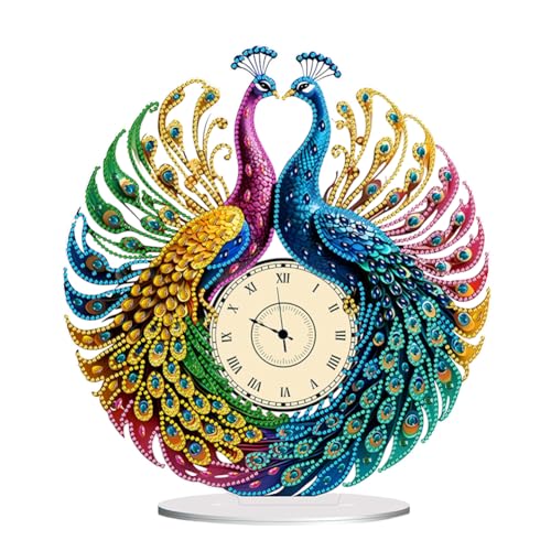 5D DIY Diamond Painting Uhr Tischdeko Set, Diamant Malerei Uhr Tisch Deko Ornament, Diamant Painting Malen nach Zahlen Erwachsene Geschenk (M) von Demiawaking