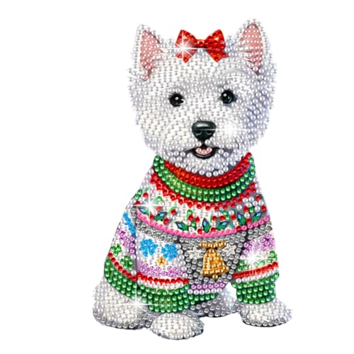 5D DIY Diamond Painting Weihnachten Tischdeko Set, Diamant Malerei Schütteln Kopf Hund Katzen Kit, Diamant Painting Weihnachtsdeko Tisch Deko Wackelkopf Hund Wackelfiguren (Q) von Demiawaking