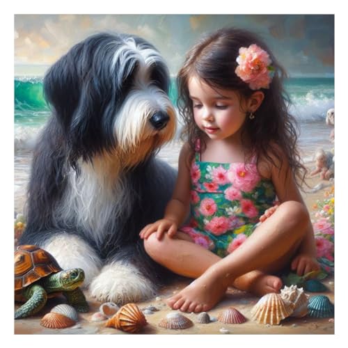 5D DIY Full Drill Diamond Painting Bilder Mädchen und Tiere Set, Vollbohrer Diamant Painting Süße Mädchen Kit, Diamant Malerei Malen nach Zahlen Erwachsene Kinder 30x30cm (31) von Demiawaking