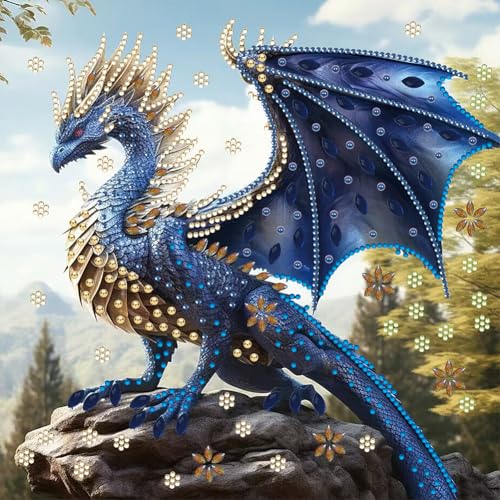 5D DIY Teilbohrer Diamond Painting Bilder Drachen Kit, Diamant Malerei Tiere Deko, Diamant Painting Kinder Mahlen nachen Zahlen Set 30x30cm (K) von Demiawaking