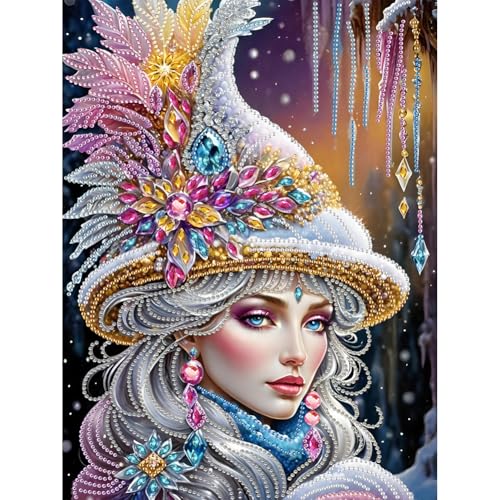 5D DIY Teilbohrer Diamond Painting Bilder Edle Damen Set, Teilweise Drill Diamant Painting Kreuzstich Stickerei elegant Damen Kit, Diamant Malerei 30x40cm (33) von Demiawaking