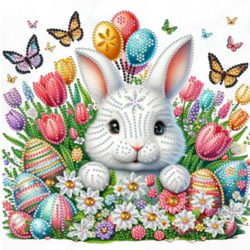 5D DIY Teilweise Diamond Painting Bilder Osterdeko Kit, Teilbohrer Diamant Painting Ostern Deko, Stickerei Diamant Malerei Osterhase Ostereier 30x30cm (Y) von Demiawaking