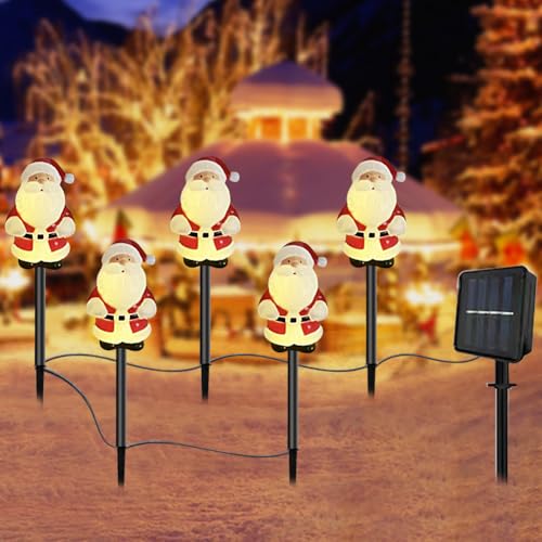 5Pcs Weihnachten Deko LED Weihnachtsdeko IP65 Wasserdicht Weihnachtsbeleuchtung Außen Solar, Solarlampen für Party Neujahr Garten Deko (A) von Demiawaking