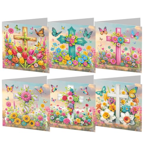 6Pcs DIY 5D Diamond Painting Grußkarte, Diamant Malerei Karten Geburtstag Karte Weihnachtskarte, Diamant Painting Geschenkkarte Geschenk (03) von Demiawaking