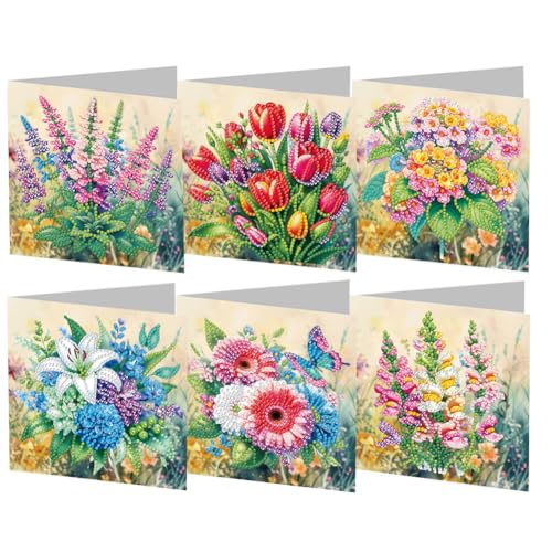 6Pcs DIY 5D Diamond Painting Grußkarte, Diamant Malerei Karten Geburtstag Karte Weihnachtskarte, Diamant Painting Geschenkkarte Geschenk (05) von Demiawaking