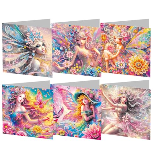 6Pcs DIY 5D Diamond Painting Grußkarte, Diamant Malerei Karten Geburtstag Karte Weihnachtskarte, Diamant Painting Geschenkkarte Geschenk (10) von Demiawaking